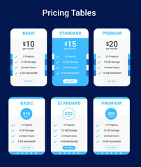 3 step colorful pricing table template  vector