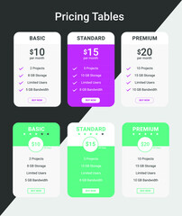 3 step modern colorful Pricing table template vector