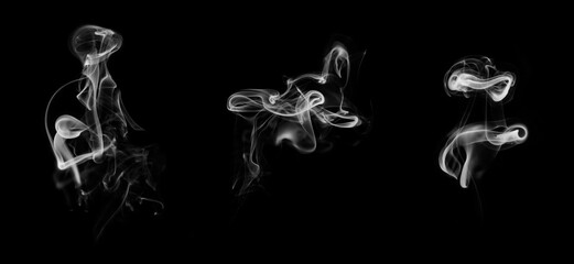 Smoke variations isolated over black background