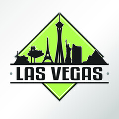 Obraz premium Las Vegas Nevada Skyline Logo. Adventure Landscape Design. Vector Illustration Cut File.