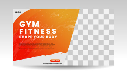 gym Fitness sport gradient orange banner design template