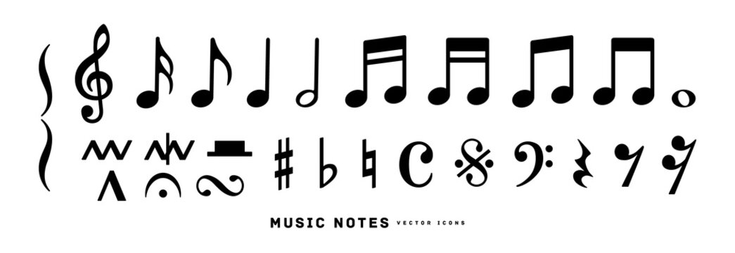 Music notes icon vector illustration set	