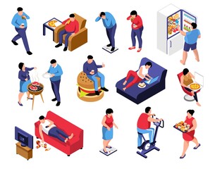 Isometric Obesity Icons Collection