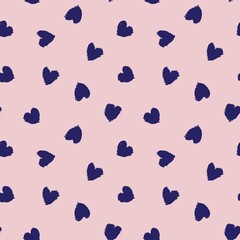 Fototapeta na wymiar Pink Navy Heart shaped brush stroke seamless pattern background