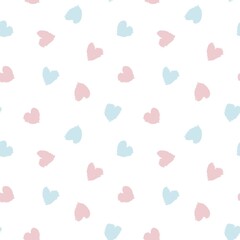 Pink Heart shaped brush stroke seamless pattern background