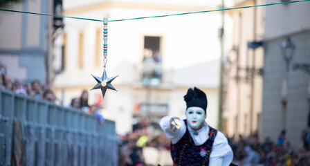 Traditional mask of the horse Sartiglia race in Sardinia
