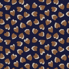 Brown Heart shaped brush stroke seamless pattern background