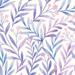 Seamless watercolor botanical pattern. Digitally hand painting floral background. Modern leaves design for fabric, wallpaper, surface.