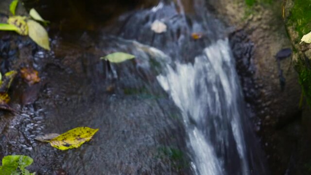 Travelling of Waterfall detail from Argens river in autunm season in Cotignac, Provence, France