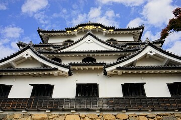 Fototapeta premium Hikone Castle with Blue Sky in Hikone City of Shiga, Japan - 日本 滋賀県 彦根城 青空 
