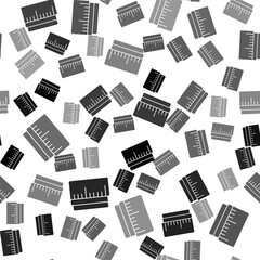 Fototapeta premium Black Tape measure icon isolated seamless pattern on white background. Measuring tape. Vector Illustration.