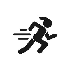 fast running woman icon isolated  on white background. People symbol . Vector illustration