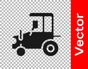 Black Tractor icon isolated on transparent background. Vector.