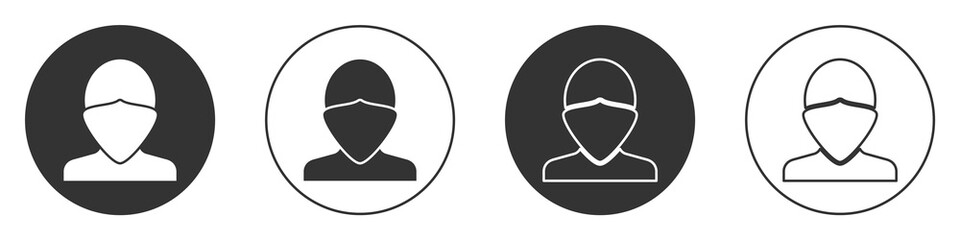 Black Vandal icon isolated on white background. Circle button. Vector.