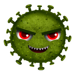 Virus character design . Suitable for covid-19 and cartoon style. digital painting and illustration.