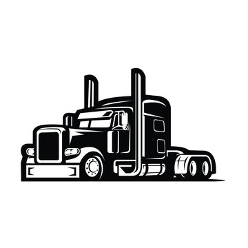 Semi truck 18 wheeler side view vector isolated on white background. Best for trucking and freight related industry