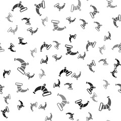 Black Hunting horn icon isolated seamless pattern on white background. Vector.