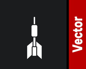 White Dart arrow icon isolated on black background. Vector.