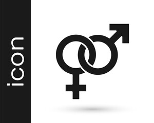 Black Gender icon isolated on white background. Symbols of men and women. Sex symbol. Vector.