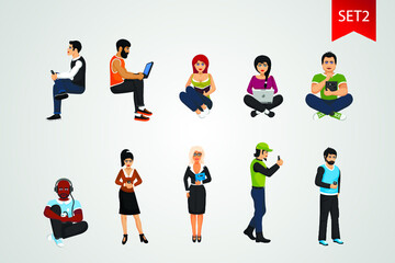 Man and women peoples. Social vector illustration. Persons big set.