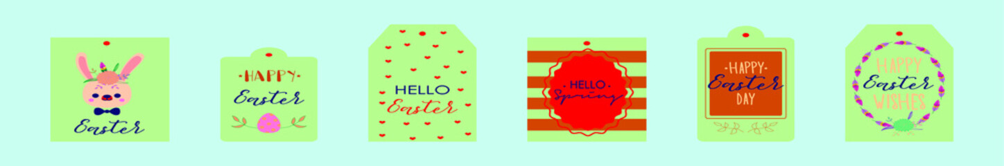 set of easter tag cartoon icon design template with various models. vector illustration isolated on blue background