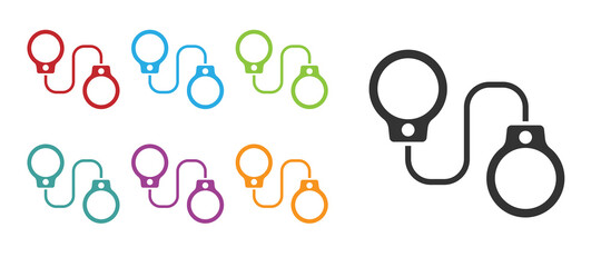Black Handcuffs icon isolated on white background. Set icons colorful. Vector.