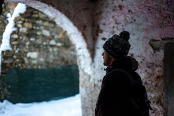 child playing with snow