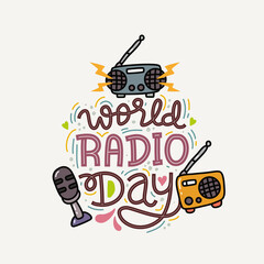 World Radio Day hand drawn lettering