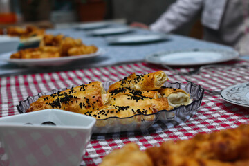 Turkish pastry with chicken and vegetables