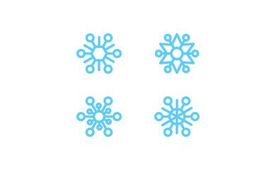 Snow flake linear vector icon collection. Snowflakes christmas decoration elements.