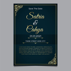 Wedding Invitation with gold ornaments


