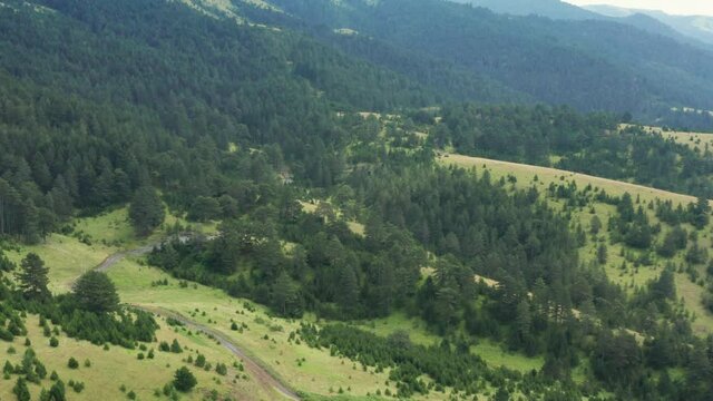 Beautiful Serbian mountainside countryside, aerial view