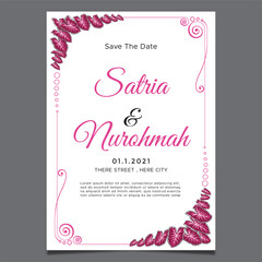 wedding invitations with caladium flower ornaments