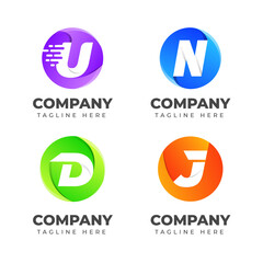 Set of letter logo collection with circle shape colorful for business