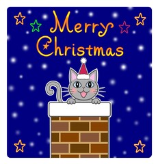 christmas card with cat