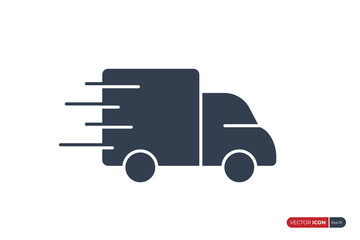 Fast Shipping Delivery Truck Icon. Simple Express Van isolated on White Background. Usable for Apps, Websites and Business Resources. Flat Vector Icon Design Template Element.