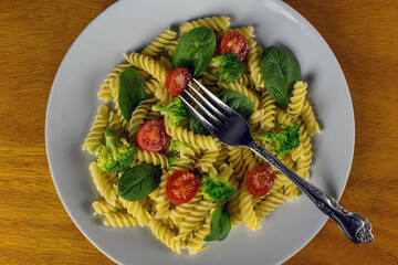 rotini and vegetables,