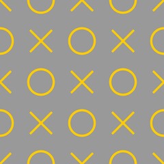 Tile xo noughts and crosses yellow and grey vector pattern