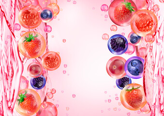 mixed berries splash in water soda