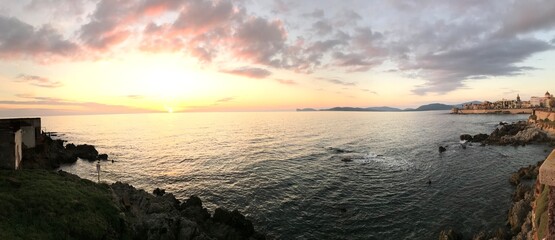 seafront bastion in alghero, sardinia, italy