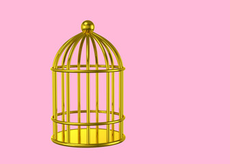 Birdcage and freedom concept - 3D
