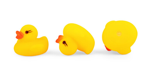 Yellow rubber duck on White Background