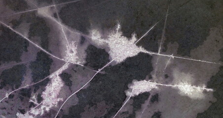 night bombing of New York, United States, abstract photography of relief drawings in  fields in the...
