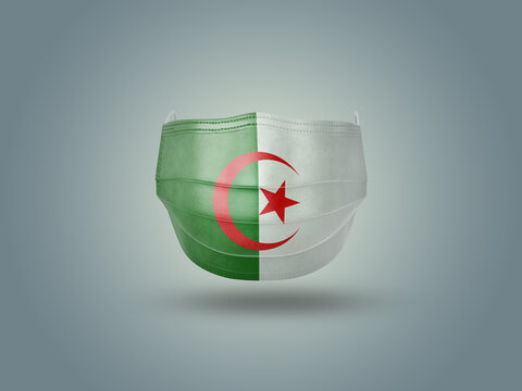 Surgical Mask Front Side Covid 19 Algeria Flag	