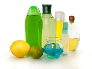 multicolor cosmetic liquids for wahing and hygienic body care