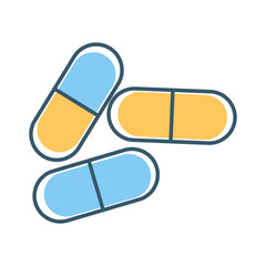 set of healthy pills on a white background