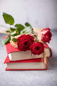 Rose and Book, traditional gift for Sant Jordi, the Saint Georges Day. It is Catalunya's version of Valentine's day