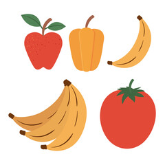 set of fruits and vegetables icons
