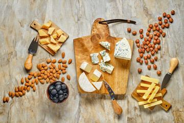 Cheese plate and other snack for wine.