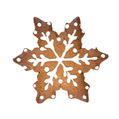 Gingerbread cookie in snowflake shape